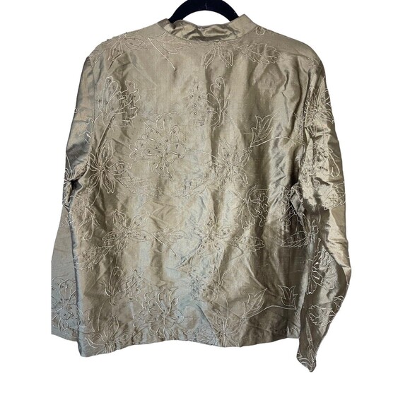 French‎ Laundry Womens Size Large 100% Silk Gold Embroidered Beaded Top Kimono - Picture 2 of 12